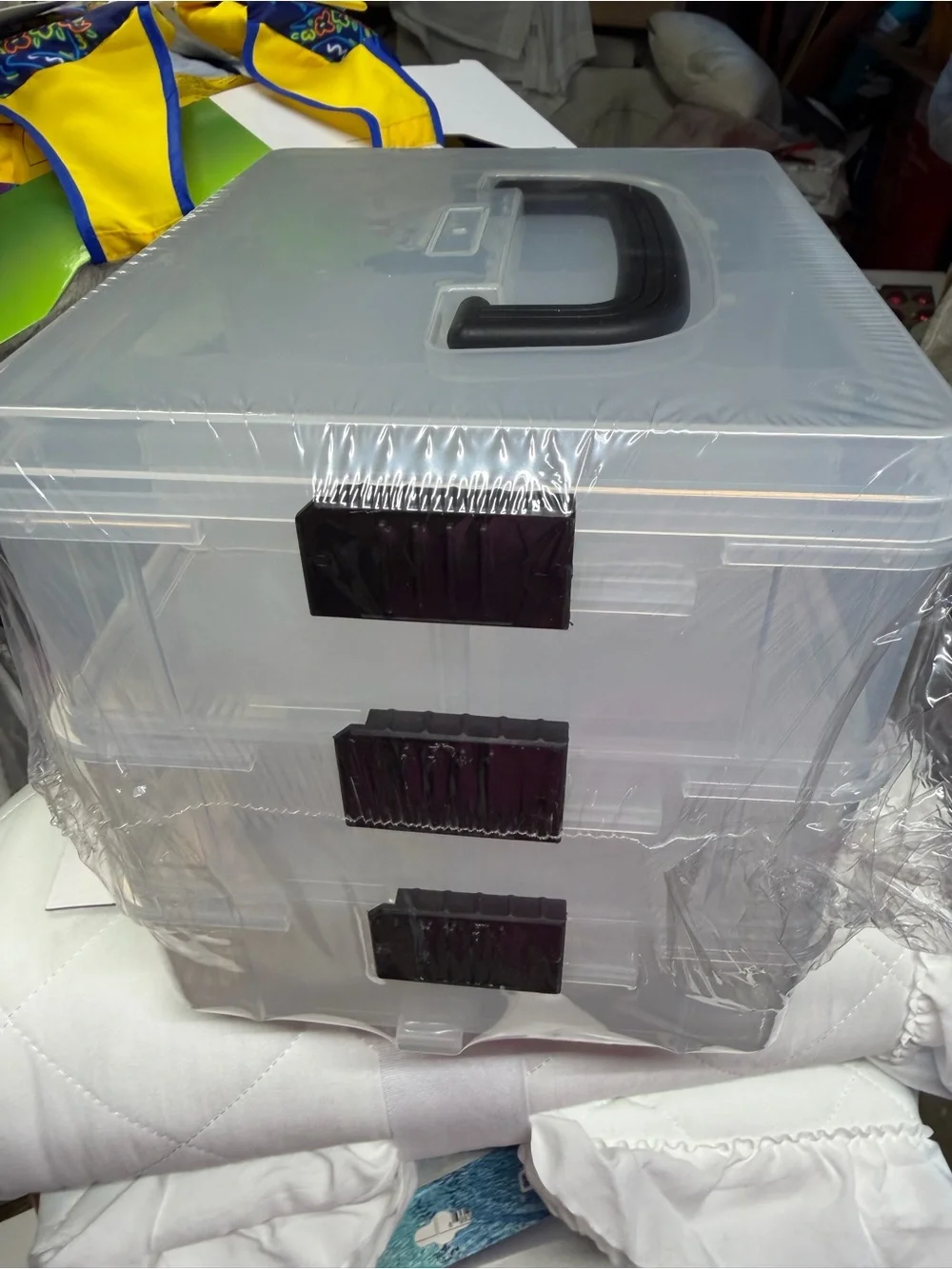Clear Stackable Storage Organizer with Black Handle - Clear